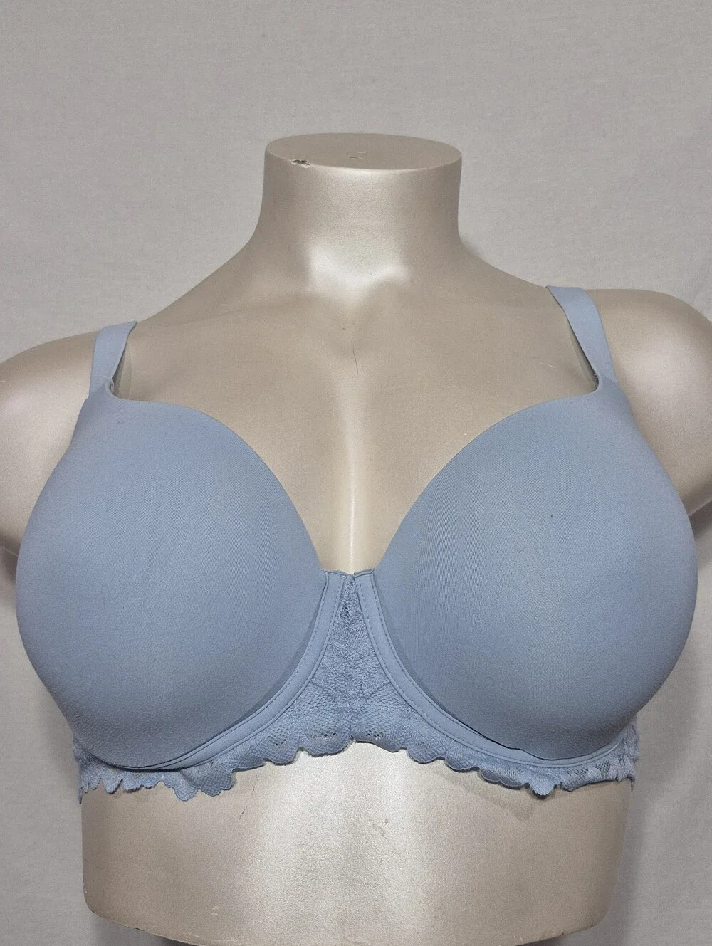 40DD No Boundaries Lightly Lined‎ Lace Trim Underwire T-Shirt Bra Blue